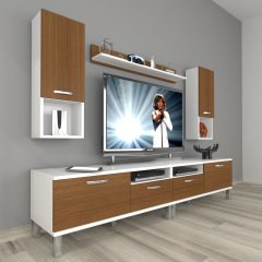 Decoraktiv Eko 5220DA Slm Krom Ayaklı Tv Ünitesi Tv Sehpası Beyaz - Ceviz