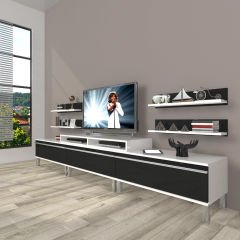 Decoraktiv Ekoflex 270r Mdf Krom Ayaklı Tv Ünitesi Tv Sehpası Beyaz - Siyah