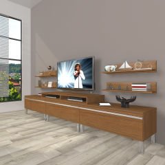 Decoraktiv Ekoflex 270r Mdf Krom Ayaklı Tv Ünitesi Tv Sehpası Ceviz