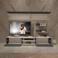 Decoraktiv Eko 5 Mdf Dvd Tv Ünitesi Tv Sehpası Beyaz - Antrasit
