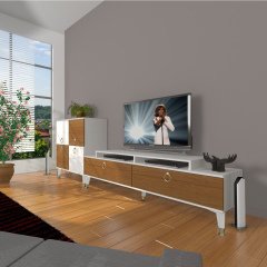 Decoraktiv Ekoflex On Mdf Gold Tv Ünitesi Tv Sehpası Beyaz - Ceviz