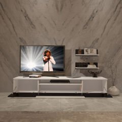 Decoraktiv Trio 4S Mdf Tv Ünitesi Tv Sehpası Beyaz - Siyah