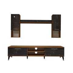 Decoraktiv Eko 5DA Mdf Dvd Silver Tv Ünitesi Tv Sehpası Ceviz - Siyah Mermer