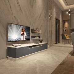 Decoraktiv Trio 4S Mdf Tv Ünitesi Tv Sehpası Beyaz - Antrasit