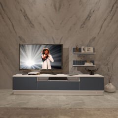 Decoraktiv Trio 4S Mdf Tv Ünitesi Tv Sehpası Beyaz - Antrasit