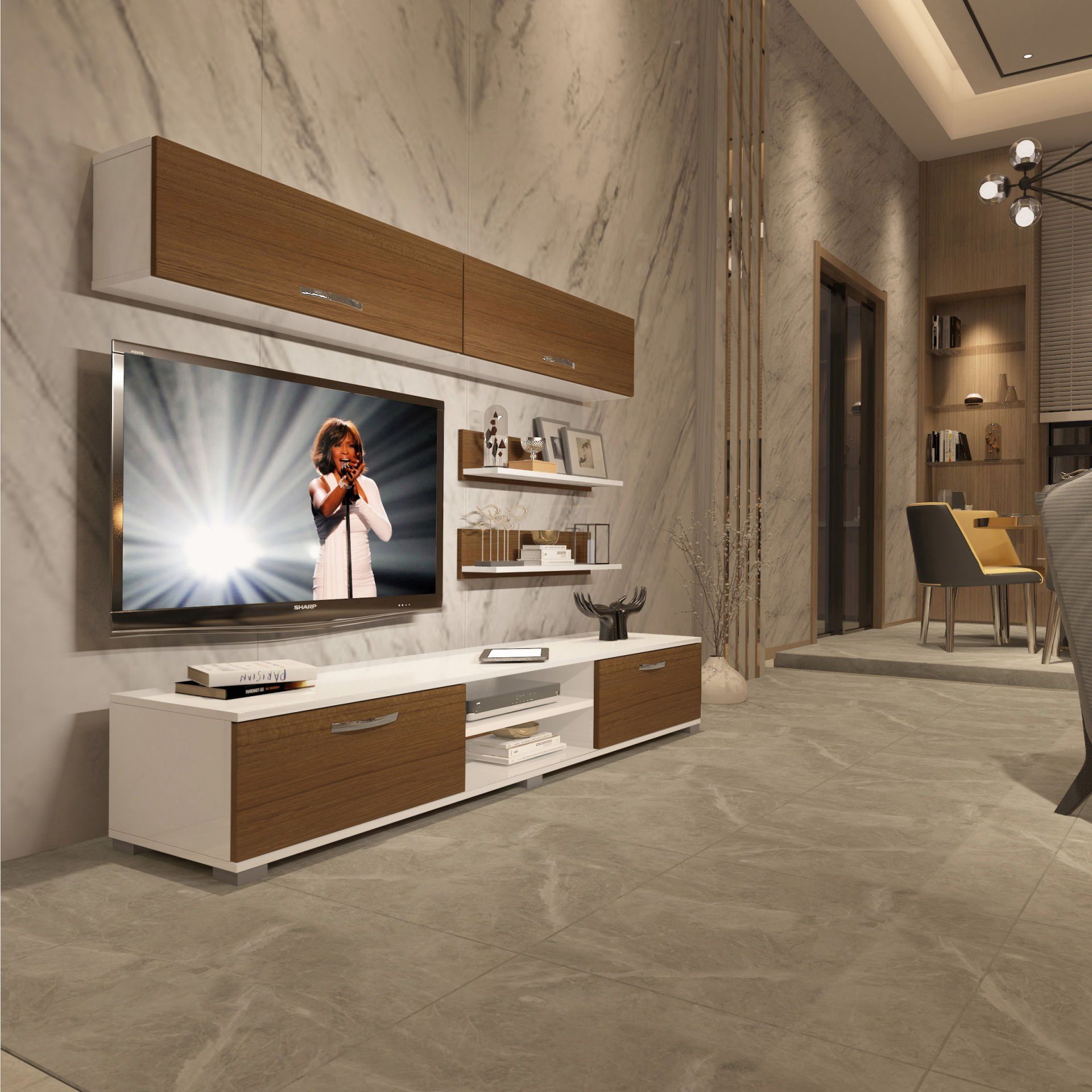 Decoraktiv Eko 5 Mdf Dvd Tv Ünitesi Tv Sehpası Beyaz - Ceviz
