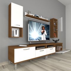 Decoraktiv Eko 5220DA Slm Krom Ayaklı Tv Ünitesi Tv Sehpası Ceviz - Beyaz