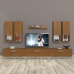 Decoraktiv Eko 8DA Mdf Krom Ayaklı Tv Ünitesi Tv Sehpası Ceviz