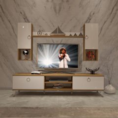 Decoraktiv Eko 5DA Mdf Dvd Gold Tv Ünitesi Tv Sehpası Pera - Beyaz