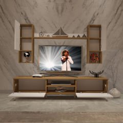 Decoraktiv Eko 5DA Mdf Dvd Gold Tv Ünitesi Tv Sehpası Pera - Beyaz