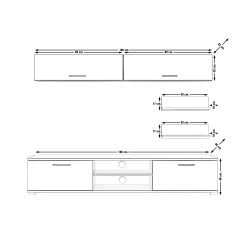 Decoraktiv Eko 5 Mdf Dvd Tv Ünitesi Tv Sehpası Beyaz - Siyah