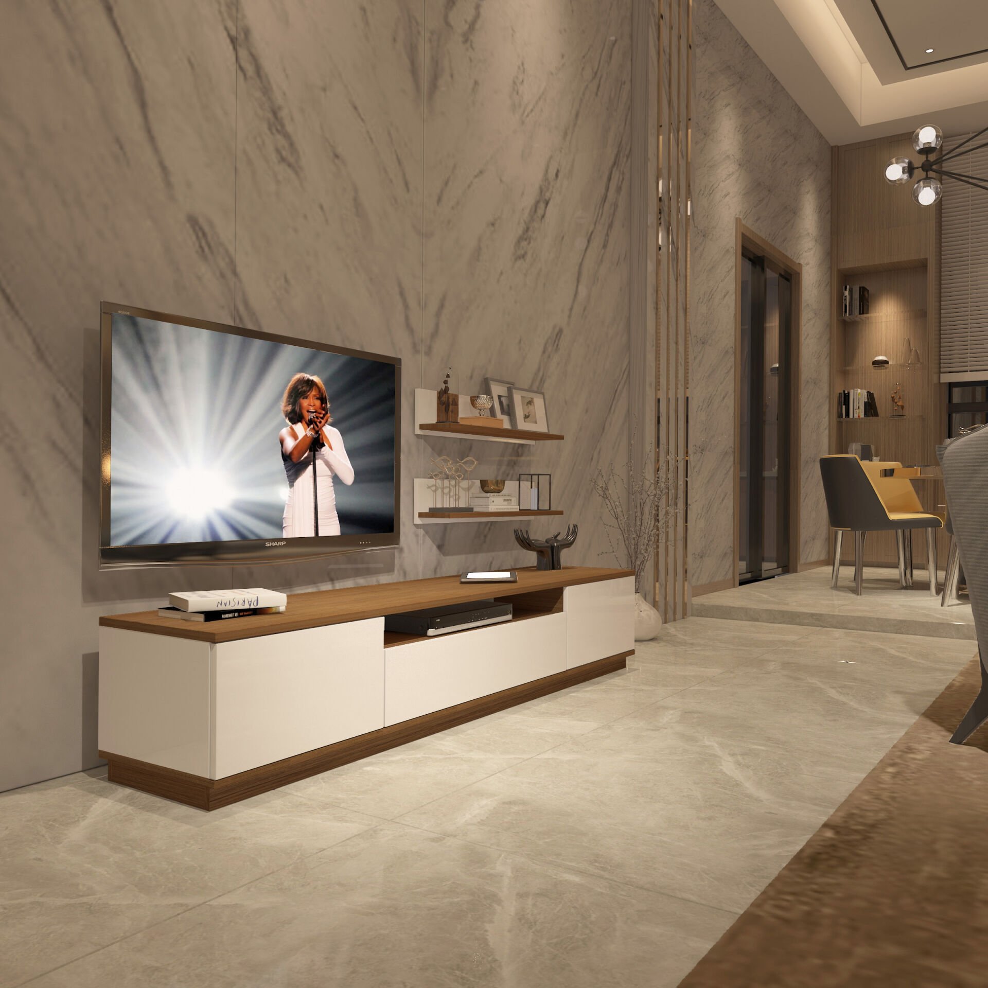 Decoraktiv Trio 4S Mdf Tv Ünitesi Tv Sehpası Ceviz - Beyaz