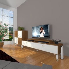 Decoraktiv Ekoflex On Mdf Gold Tv Ünitesi Tv Sehpası Ceviz - Beyaz