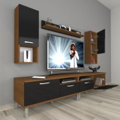 Decoraktiv Eko 5220DA Slm Krom Ayaklı Tv Ünitesi Tv Sehpası Ceviz - Siyah