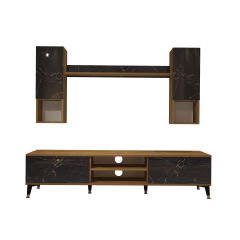 Decoraktiv Eko 5DA Mdf Dvd Gold Tv Ünitesi Tv Sehpası Pera - Siyah Mermer