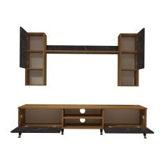 Decoraktiv Eko 5DA Mdf Dvd Gold Tv Ünitesi Tv Sehpası Pera - Siyah Mermer