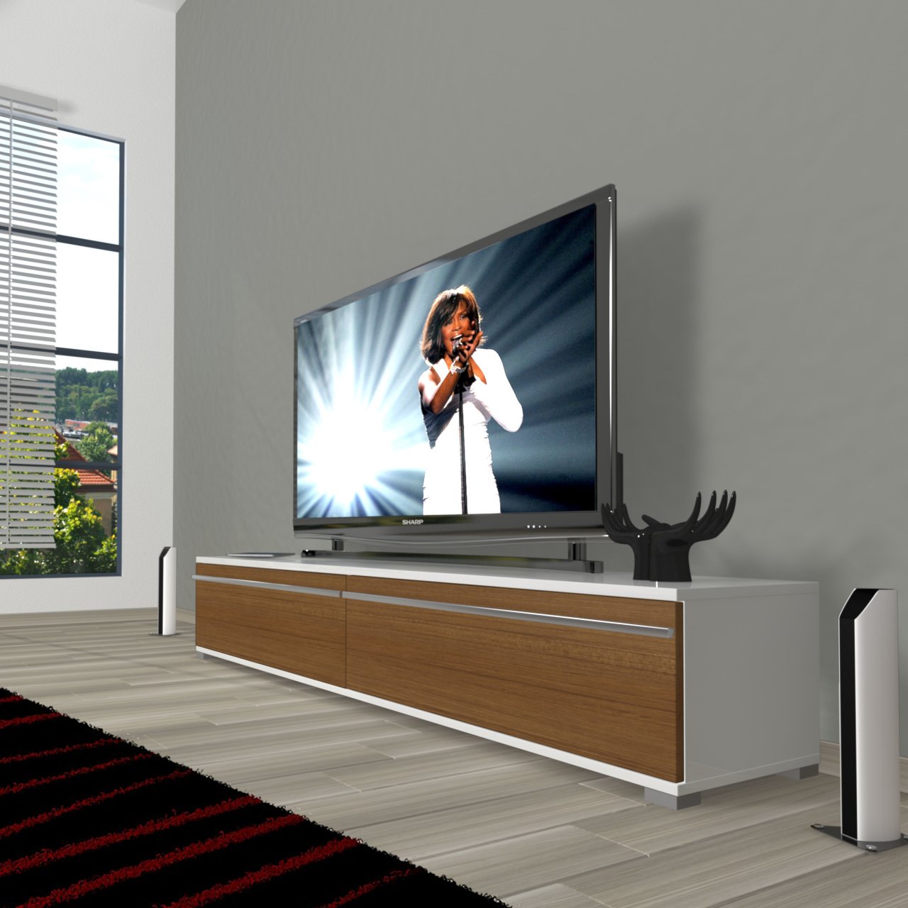 Decoraktiv Eko 140T Mdf Tv Ünitesi Tv Sehpası Beyaz - Ceviz