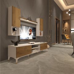Decoraktiv Eko 5DA Mdf Dvd Gold Tv Ünitesi Tv Sehpası Beyaz - Pera