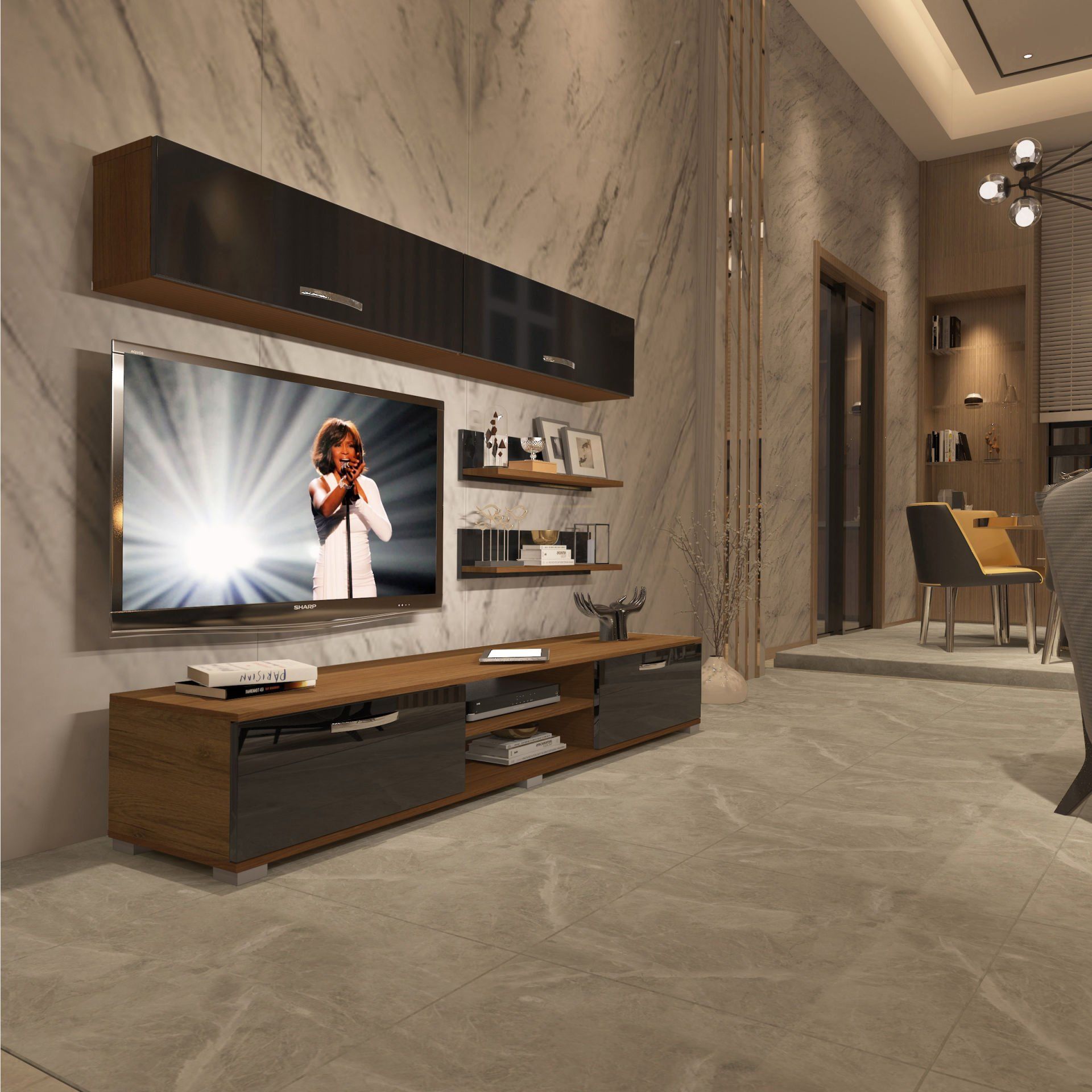 Decoraktiv Eko 5 Mdf Dvd Tv Ünitesi Tv Sehpası Ceviz - Siyah