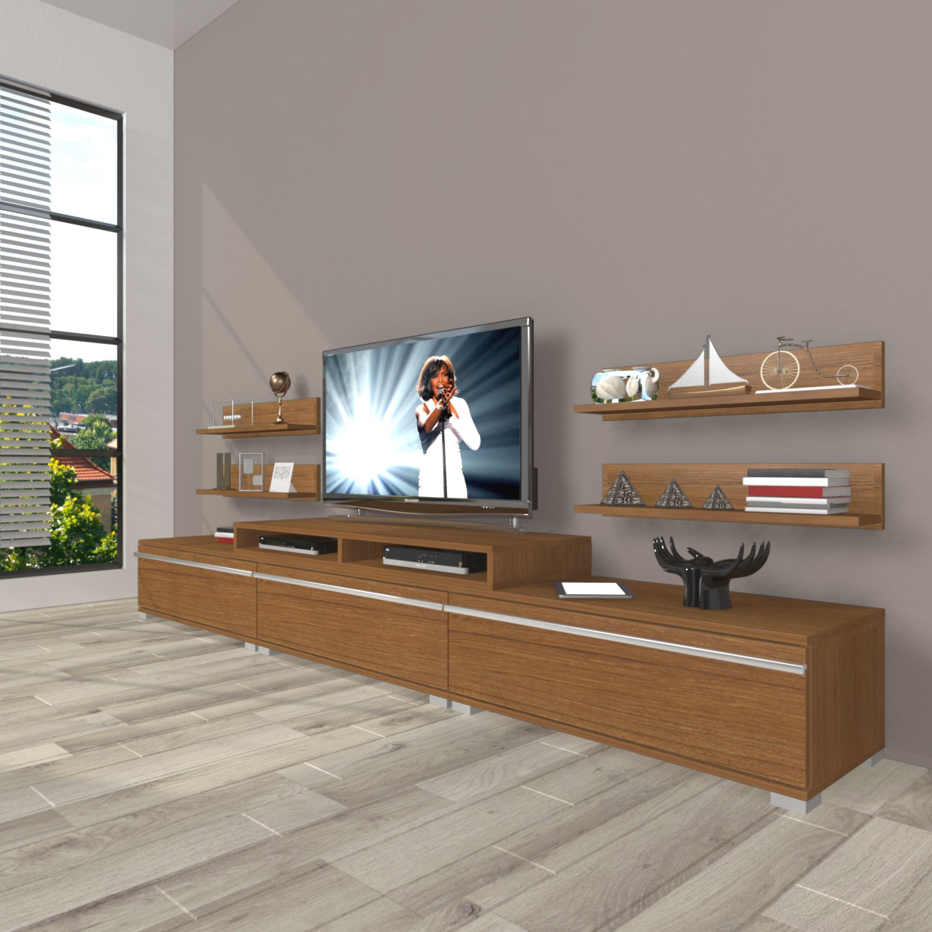 Decoraktiv Ekoflex 270r Mdf Tv Ünitesi Tv Sehpası Ceviz