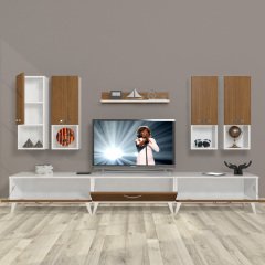 Decoraktiv Eko 8DA Mdf Retro Tv Ünitesi Tv Sehpası Beyaz - Ceviz