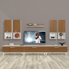 Decoraktiv Eko 8DA Mdf Retro Tv Ünitesi Tv Sehpası Beyaz - Ceviz