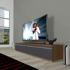 Decoraktiv Eko 140T Mdf Tv Ünitesi Tv Sehpası Ceviz - Antrasit