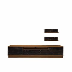 Decoraktiv Trio 4S Mdf Tv Ünitesi Tv Sehpası Ceviz - Siyah Mermer
