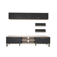 Decoraktiv Eko 5 Mdf Dvd Krom Ayaklı Tv Ünitesi Tv Sehpası Beyaz - Antrasit