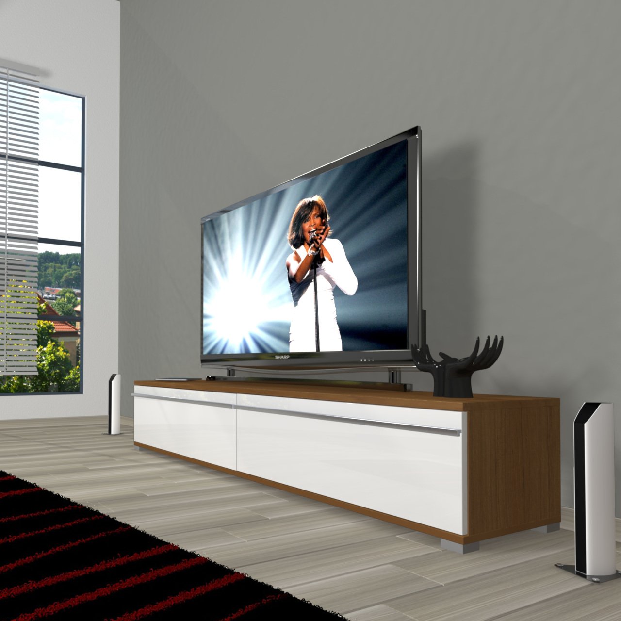 Decoraktiv Eko 140T Mdf Tv Ünitesi Tv Sehpası Ceviz - Beyaz