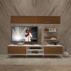 Decoraktiv Eko 5 Mdf Dvd Krom Ayaklı Tv Ünitesi Tv Sehpası Beyaz - Ceviz