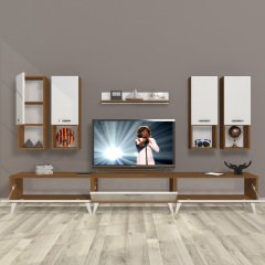 Decoraktiv Eko 8DA Mdf Retro Tv Ünitesi Tv Sehpası Ceviz - Beyaz