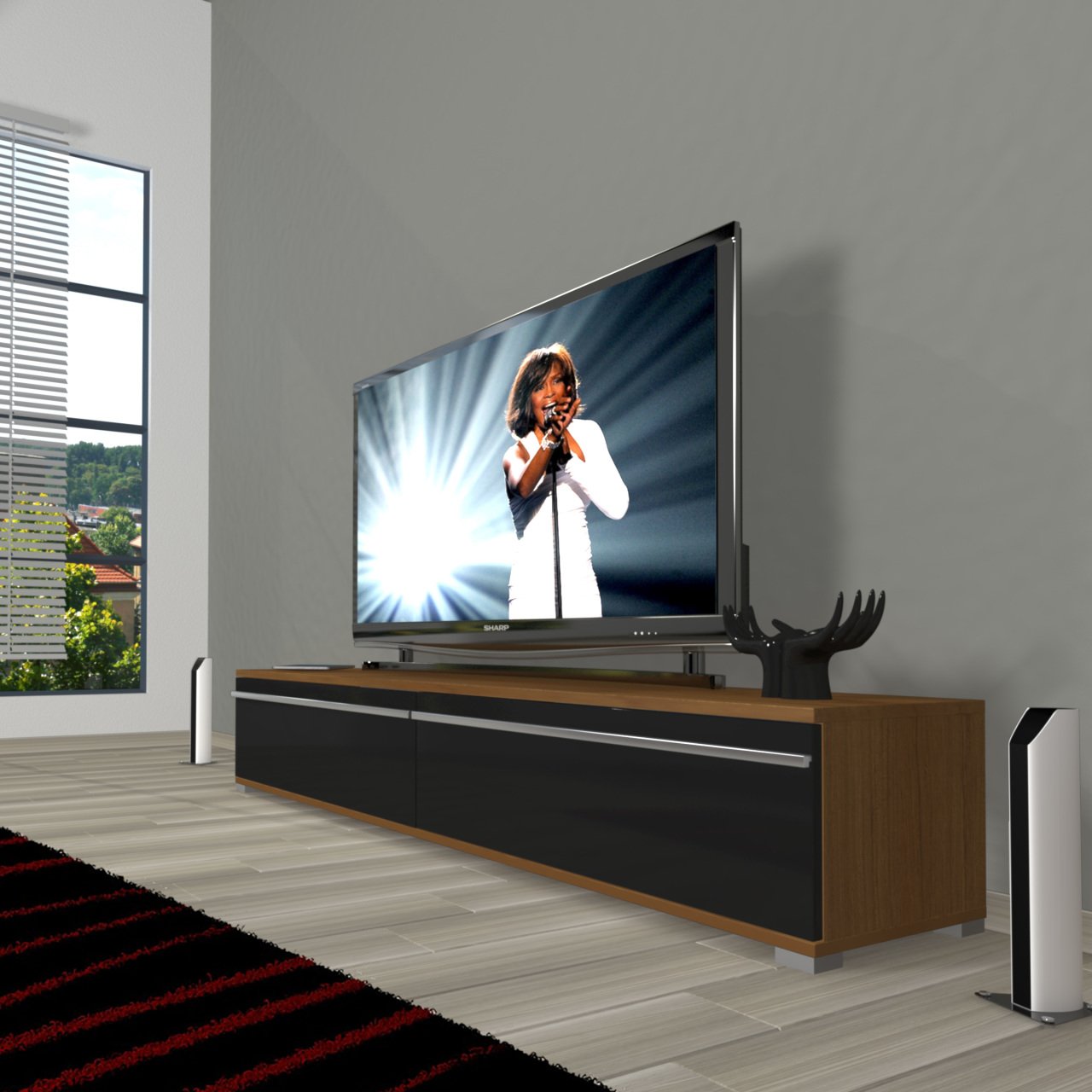 Decoraktiv Eko 140T Mdf Tv Ünitesi Tv Sehpası Ceviz - Siyah