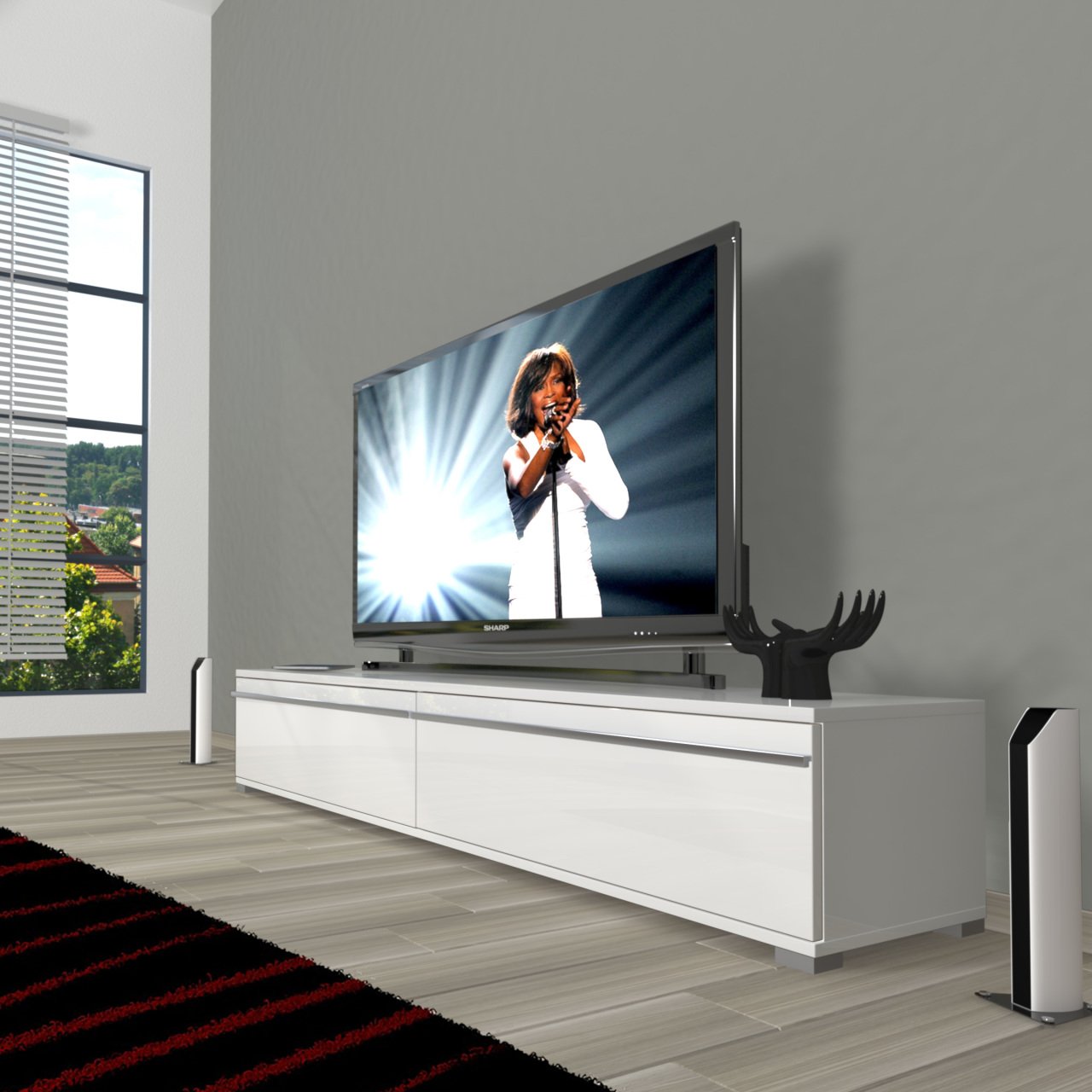 Decoraktiv Eko 140T Mdf Tv Ünitesi Tv Sehpası Parlak Beyaz