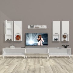 Decoraktiv Eko 8DA Mdf Retro Tv Ünitesi Tv Sehpası Parlak Beyaz