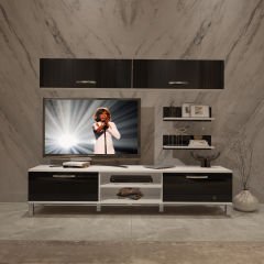 Decoraktiv Eko 5 Mdf Dvd Krom Ayaklı Tv Ünitesi Tv Sehpası Beyaz - Siyah