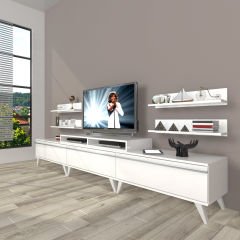 Decoraktiv Ekoflex 270r Mdf Retro Tv Ünitesi Tv Sehpası Parlak Beyaz