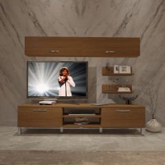 Decoraktiv Eko 5 Mdf Dvd Krom Ayaklı Tv Ünitesi Tv Sehpası Ceviz