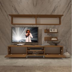 Decoraktiv Eko 5 Mdf Dvd Krom Ayaklı Tv Ünitesi Tv Sehpası Ceviz