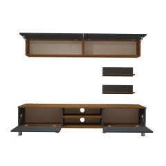 Decoraktiv Eko 5 Mdf Dvd Krom Ayaklı Tv Ünitesi Tv Sehpası Ceviz - Antrasit