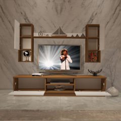 Decoraktiv Eko 5DAB Mdf Dvd Tv Ünitesi Tv Sehpası Ceviz - Beyaz