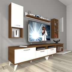 Decoraktiv Eko 5220DA Slm Retro Tv Ünitesi Tv Sehpası Ceviz - Beyaz