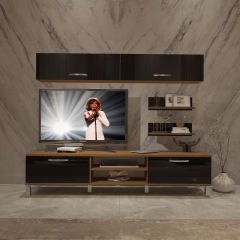 Decoraktiv Eko 5 Mdf Dvd Krom Ayaklı Tv Ünitesi Tv Sehpası Ceviz - Siyah
