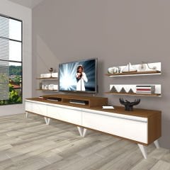 Decoraktiv Ekoflex 270r Mdf Retro Tv Ünitesi Tv Sehpası Ceviz - Beyaz