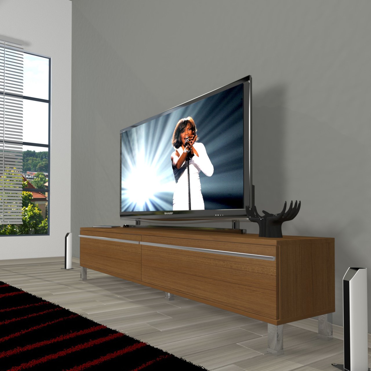 Decoraktiv Eko 140T Mdf Krom Ayaklı Tv Ünitesi Tv Sehpası Ceviz