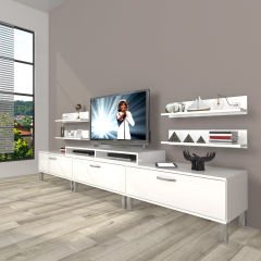 Decoraktiv Ekoflex 270r Slm Krom Ayaklı Tv Ünitesi Tv Sehpası Parlak Beyaz