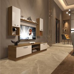 Decoraktiv Eko 5DAB Mdf Dvd Tv Ünitesi Tv Sehpası Pera - Beyaz