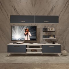 Decoraktiv Eko 5 Mdf Dvd Retro Tv Ünitesi Tv Sehpası Beyaz - Antrasit