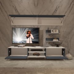 Decoraktiv Eko 5 Mdf Dvd Retro Tv Ünitesi Tv Sehpası Beyaz - Antrasit