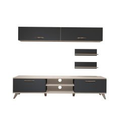 Decoraktiv Eko 5 Mdf Dvd Retro Tv Ünitesi Tv Sehpası Beyaz - Antrasit